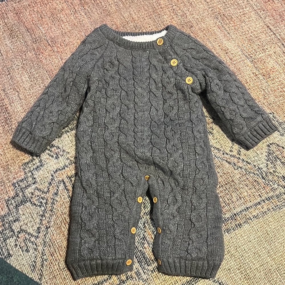 Sweater onesie lined with fleece